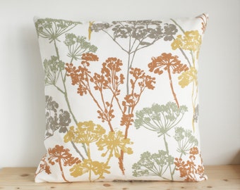 Floral Pillow Cover, 16x16, Pillow Sham, 18x18, Cushion Cover, 20x20, Pillow Case, Throw Pillow, Pillowcase - Umbel Cashew