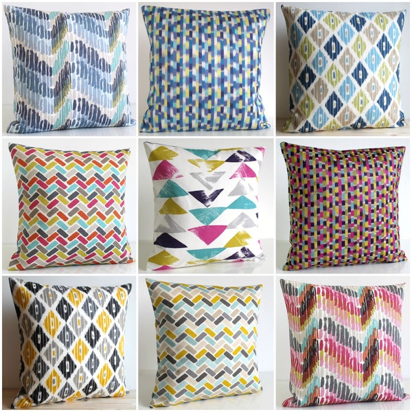 Diamond and Blocks Cushion Cover, Zigzag and Triangle Pillow Cover, A Mix and Match Assortment of Bold Fun Designs, Handmade in UK