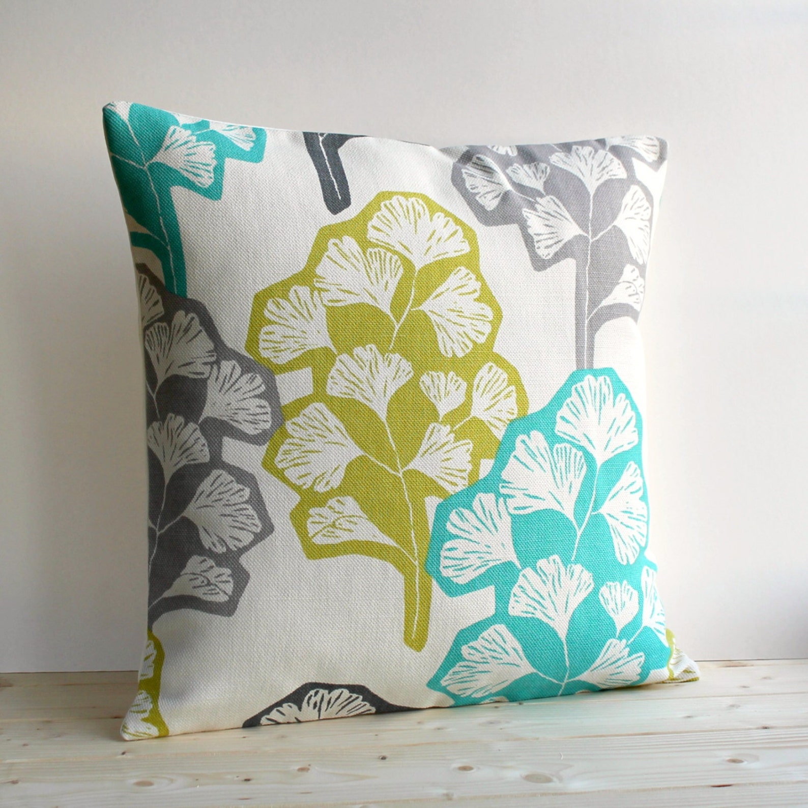 Contemporary Pillow Cover Green and Gray Pillow Modern Etsy