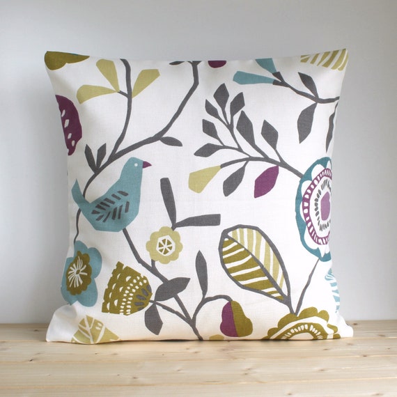 Scandinavian Pillow Cover 16x16 18x18 20x20 Cushion Cover Folk Pillow Sham Throw Pillow Cover Sofa Pillow Cotton Folk Doves Orchid Etsy