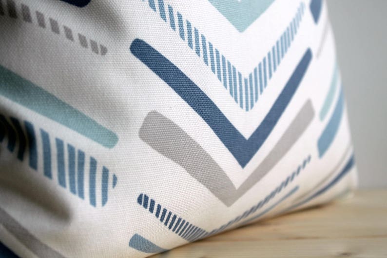 Blue Pillow Cover 16x16 18x18 Cushion Cover Geometric Etsy