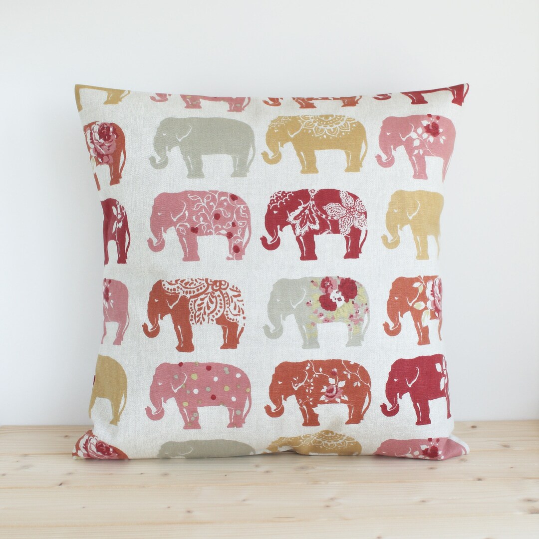 Elephant Pillow Cover Cushion Cover With Elephants Pillow Etsy