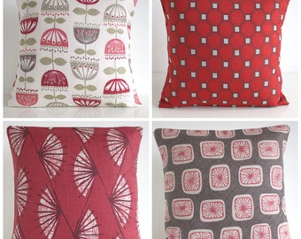 A Collection of Mid-century Cushion Covers, Red Taupe Grey Pink, 10x10 16x16 18x18 20x20 Square Pillow Cover, Gift for the Home