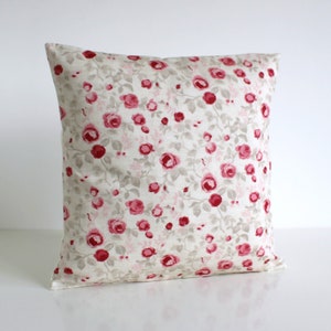 Decorative Pillow Cover, Shabby Chic Cushion Cover, Flower Pillow Sham, 16x16, 18x18, 20x20, Accent Pillow Mini Flowers Raspberry image 1