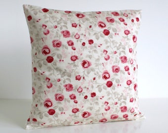 Dekorativer Kissenbezug, Shabby Chic Kissenbezug, Blumen Kissen Sham, 16x16, 18x18, 20x20, Akzentkissen - Mini Blumen Himbeere