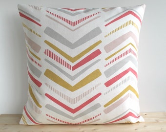 Coral Pillow Cover, 16x16, 18x18, 20x20, Cushion Cover, Geometric Pillow Sham, Throw Pillow Cover, Accent Pillow, Cotton - Arrow Coral