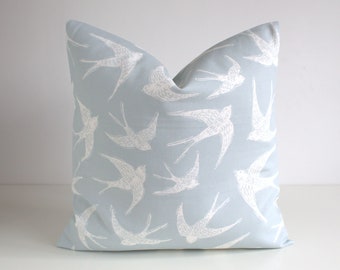 Bird Pillow Cover, 16x16, Pillow Sham, 18x18, Cushion Cover, 20x20, Pillow Case, Duck egg Pillow slip, Cotton Pillowcase - Swallows ice flow