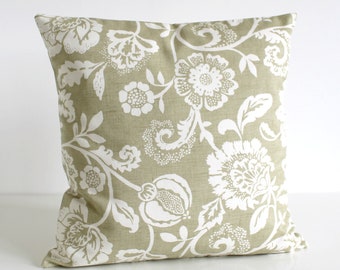 Floral Pillow Cover, 16x16 Cushion Cover, 18x18 Pillow Sham, 20x20 Decorative Pillow, Accent Pillow, Shabby Chic - Tapestry Flowers Sage