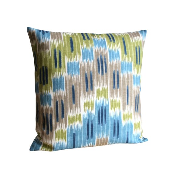 Blue and Green Ikat Pillow Cover 16x16 18x18 Ikat Cushion Etsy