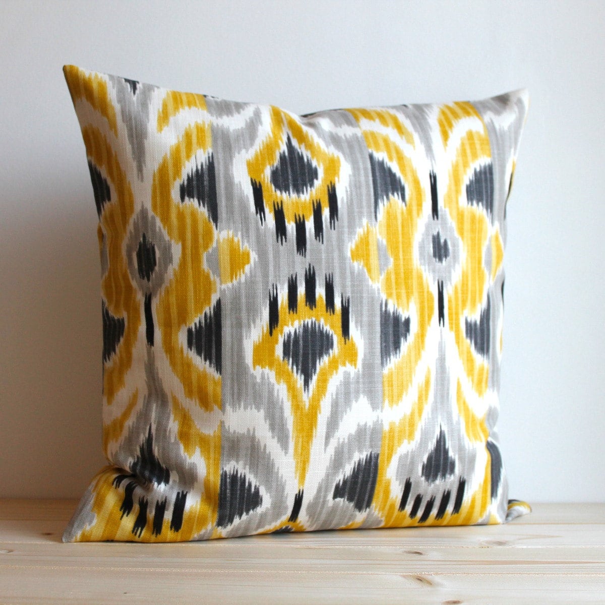 Yellow and Grey Ikat Pillow Cover 20x20 Ikat Cushion Ikat Etsy
