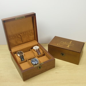 Personalisierte Uhrenbox aus Holz für Männer, Uhrenbox mit Gravur, benutzerdefinierte Uhr Display Organizer, Jubiläumsgeschenke, einzigartiges Geschenk für Ehemann und Papa