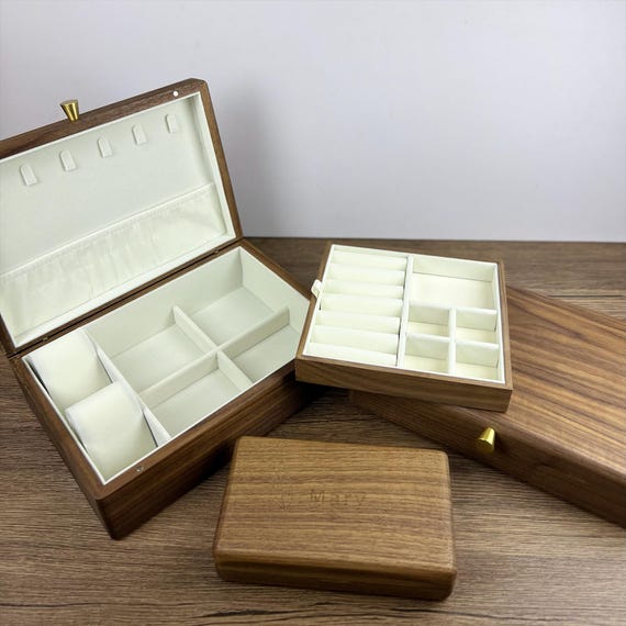 Personalized Wooden Jewelry Box,Custom Engraved Jewelry Organizer,Travel Jewelry Storage,Unique Gift for Mom,for Her,Anniversary Gift
