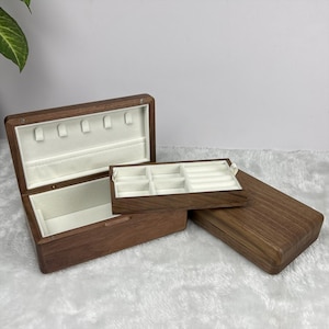 Custom Engraved Wooden Jewelry Box,Personalized Walnut Jewelry Organizer,Travel Case for women,Unique Gift for Jewelry Lovers and Collectors