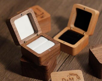 Custom Engagement Ring Box, Personalized Wooden Ring Box,Gift for Wedding & Proposal,Engraved Ring Case for Him,Her