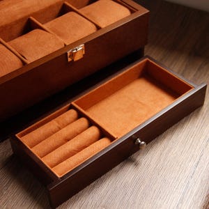 Personalized Wooden Watch Box,Custom Engraved Men’s Jewelry Box,Watch Organizer,Gift for Him image 7