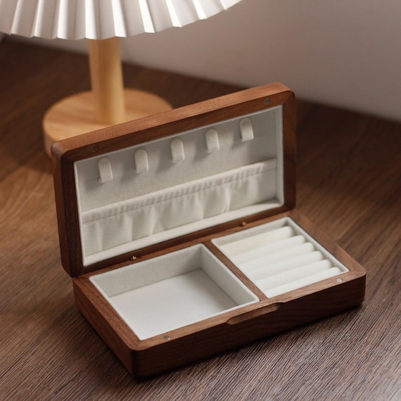 Personalized Wooden Jewelry Box,Custom Engraved Jewelry Organizer,Travel Jewelry Storage,Unique Gift for Mom,for Her,Anniversary Gift