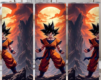 Dragon Ball Z Goku Tumbler Wrap | Anime Skinny Tumbler Sublimation Design | Digital Download For DBZ Fans