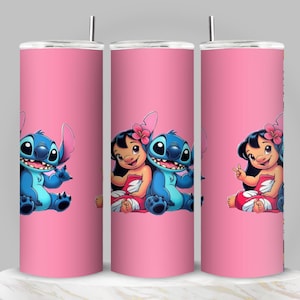 Pink Island Friends Tumbler | 20oz Stainless Steel Cup | Cute Cartoon Duo Gift | Insulated Travel Mug for Kids & Fans