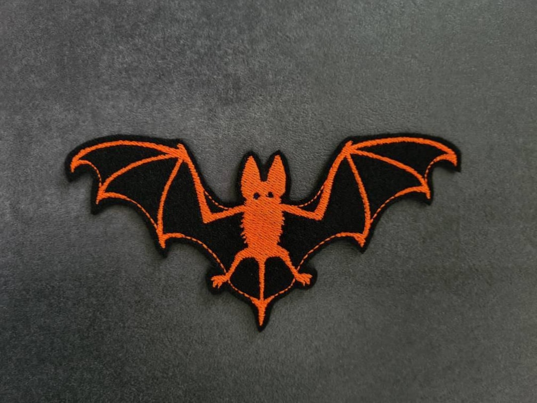 Bat Patch Bat Neon Orange Bat Patch Embroidery - Etsy