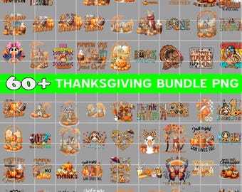 60+ Designs Thanksgiving PNG Bundle, Retro Thanksgiving Png, Fall Coquette Bow Png, Cute Turkey, Trendy Thanksgiving PNG Sublimation