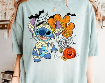 Disney Stitch and Angel Mummy Halloween Costume PNG, Lilo and Stitch Halloween PNG, Disneyland Halloween Family Matching PNG