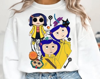 Coraline Halloween Film Design, Coraline Jones Gelber Regenmantel PNG, Gruselige Coraline Digital Art, Coraline Halloween Charaktere