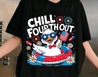 Chill the Fourth Out PNG | Patriotic Duck Sublimation Design | 4th of July Ice Cream Clipart | Funny Independence Day Shirt PNG