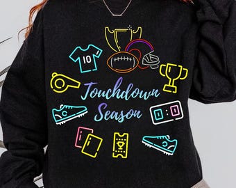 Neon Football Doodles PNG, Game Day PNG, Hand Drawn Doodle Design, Touchdown Season, Sport, Coquette, Transparent Background, Digital