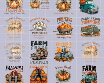 Bauernhof Frische Kürbisse Png, Retro Herbst Design, Herbst Sublimation Png, Vintage Herbst Grafik, Herbst Hemd Png, Kürbisse LKW Png
