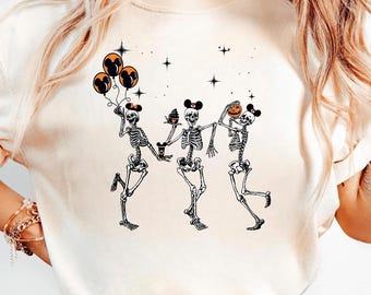 Funny Dancing Skeleton Costume Mickey Ears Halloween Pumpkin png, Mickey's Not So Scary Party Tee, Disneyland Vacation Holiday Family Gift