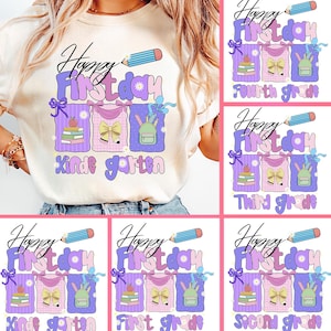 Back to school png bundle, Preppy Back To School Bundle png, First Day Of School Shirt, Girl Shirt Sublimation Designs, Kinde/first grade