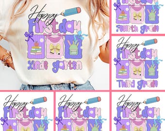 Back to school png bundle, Preppy Back To School Bundle png, First Day Of School Shirt, Girl Shirt Sublimation Designs, Kinde/first grade