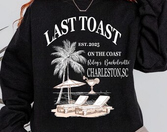 Custom Beach Bachelorette Party Shirt, Last Toast on the Coast, Custom Bachelorette Shirts, Personalized Girls Trip Shirt,Bridal Party Gifts