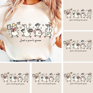 Back to School Goose PNG Bundle, Coquette Teacher First Day of School Shirt Design, Preppy Floral Sublimation, Pre-k 1st/2nd/3rd/4th Grade