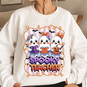 Teacher Halloween Png, Preppy Halloween Teacher Pencil Png, Trick or Teach Png, Halloween Png, Teacher Ghost Shirt Png, Halloween Shirt Png