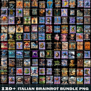 120+ Italian Brainrot Png Bundle, Cappuccina Ballerina Shirt Design, Bombardino Crocodilo Png, Tralalero Tralala, Tung Tung Tung Sahur Png