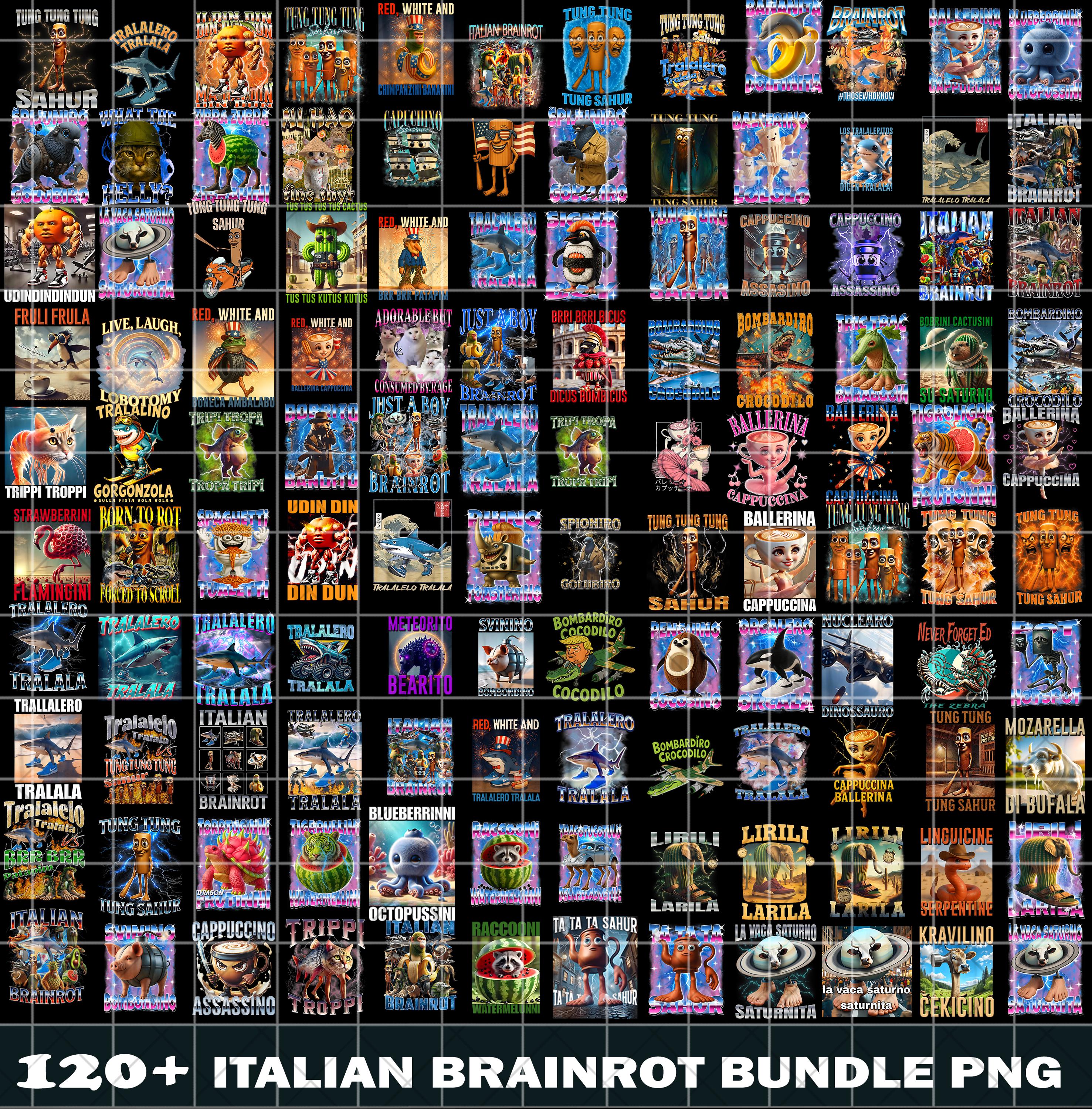120+ Italian Brainrot Png Bundle, Cappuccina Ballerina Shirt