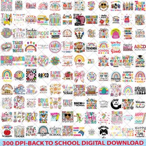 120+ Back to School PNG Bundle – Cute Classroom Sublimation, Coquette Bow, Preppy School Graphics for Teachers & Students