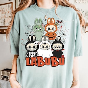 Labubu Halloween PNG, Kawaii Bunny Monsters Costume Sublimation, Cute Spooky Labubu Sticker Design, Chibi Vampire Ghost Pumpkin Art