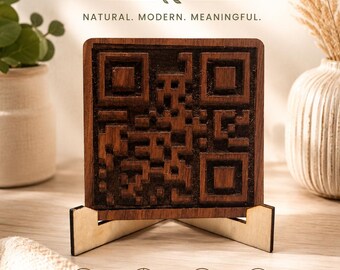Walnut Engraved QR Code Velco Backing