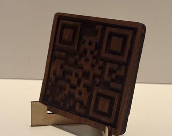 Walnut Engraved QR Code Adhesive Backing