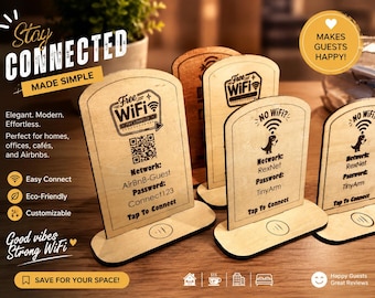 Personalized NFC WiFi Sign | Custom QR Code Plaque for Airbnb, Business