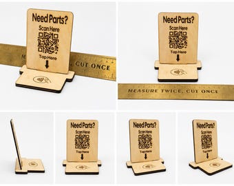 Custom NFC QR Counter Sign | Tap to Order Parts, Inventory Lookup stand