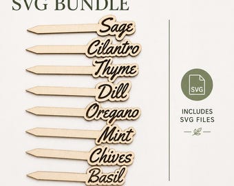 Herb Plant Stakes SVG Bundle | Garden Marker Cut File (Digital Download)