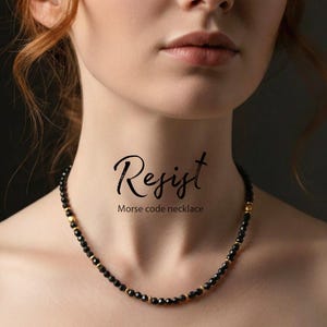 Resist Morse Code Necklace, Strength Activist Jewelry, Subtle Protest Gift, Fuck Trump Choker, Fuck the Patriarchy Friendship Present