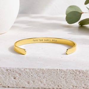 This Too Shall Pass Bracelet, Hidden Message Cuff, Quote Bracelet, Motivational Gift for Best Friends Female, Christmas Gifts