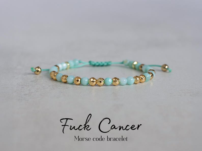 Fuck Cancer Morse code bracelet, support gift for cancer fighters, survivors, and their people.