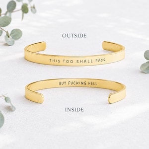 This Too Shall Pass But Fucking Hell Bracelet, Hidden Message Funny Quote Jewelry, Sarcastic Gift, Friendship Bracelet, Gift for Work Bestie