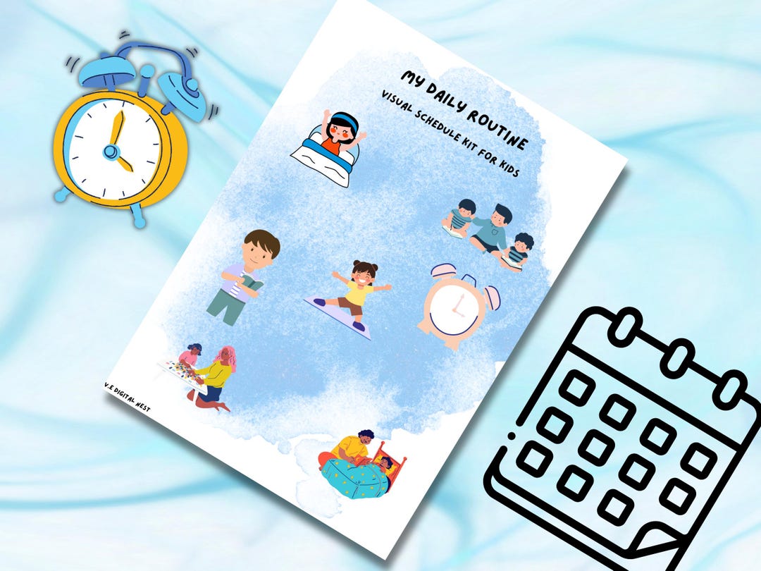 Preschool Visual Schedule Kit: Daily Routine Chart, First Then Board ...