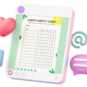 Pacchetto di tabelle per le faccende domestiche dei bambini / Tabella della routine quotidiana Happy Habits / Sistema di premi per bambini / Kit per genitori positivi / Download immediato